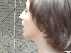 Shemale gets enjoyment with male slut
